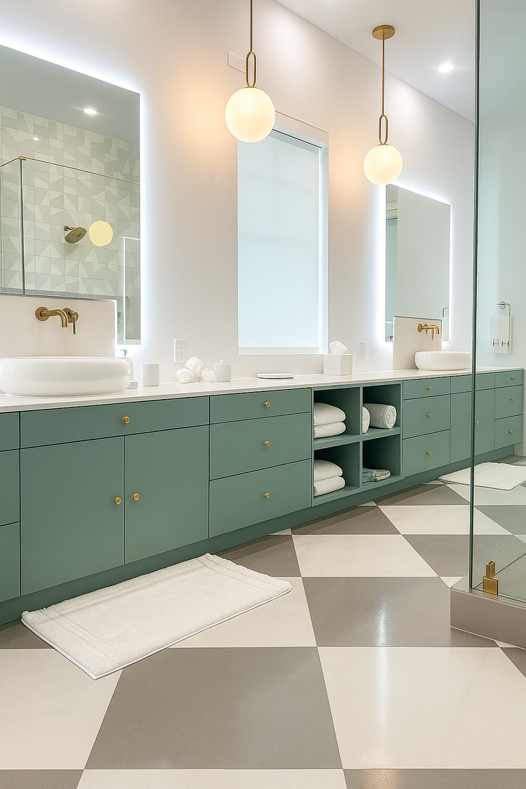 Custom-cut glass mirror installed by RG Glass