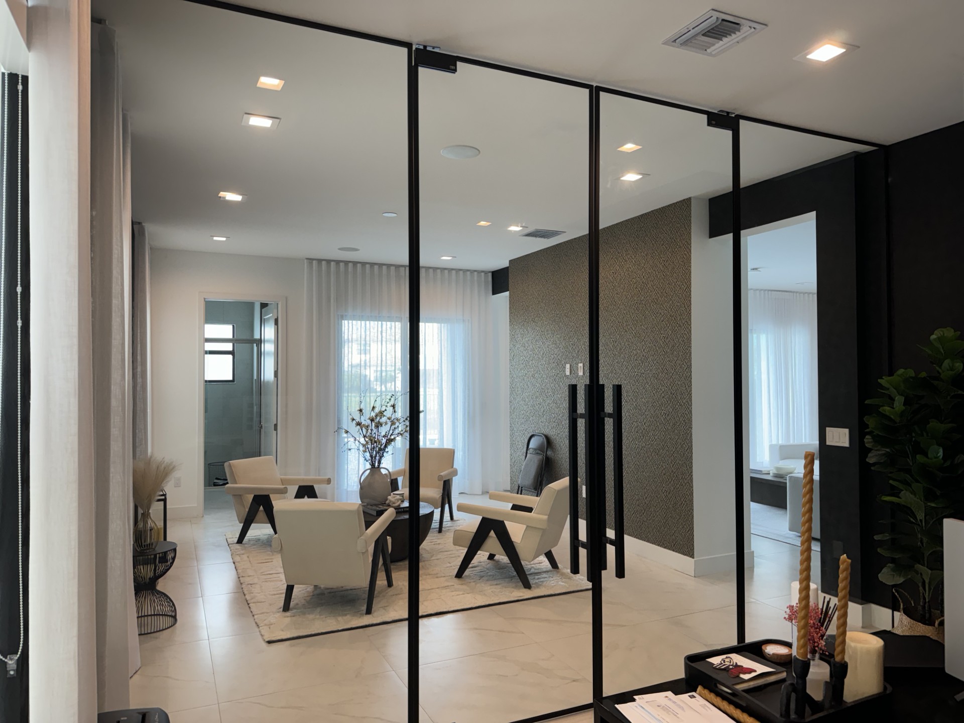 Interior custom glass partition installation