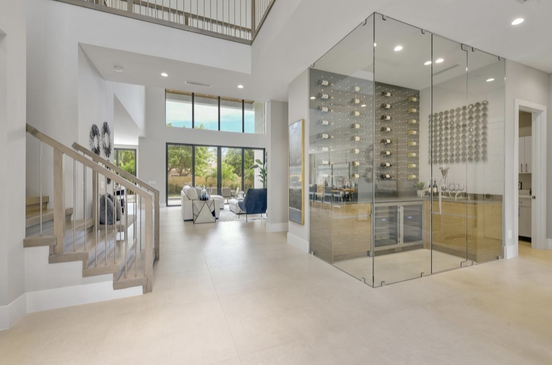 Custom glass-enclosed wine room installation